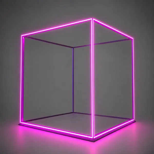 Cube lumineux en profilés Alu Light à LED intégrées, lumière magenta