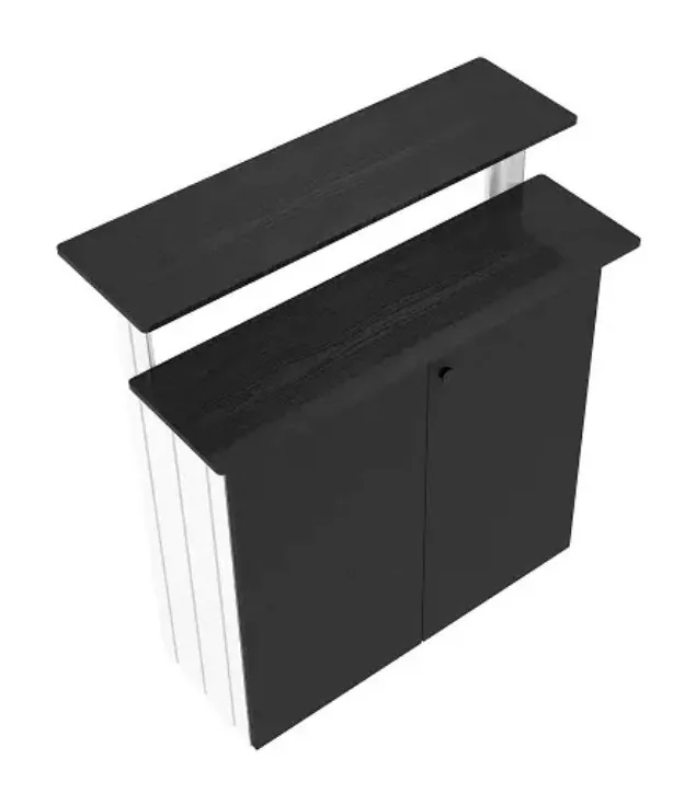 Comptoir Light & Storage vu en plongée, tablette haute et montant aluminium