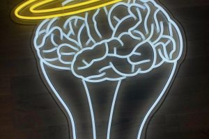 Néon Flex en forme d’ampoule et de cerveau avec auréole